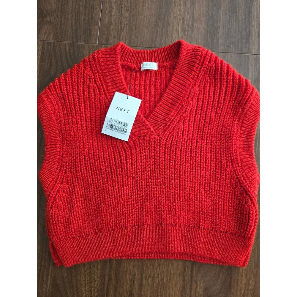 Next Kids Red Chunky Ribbed V-Neck Sweater Vest Size 3 Years B60-383-055‎